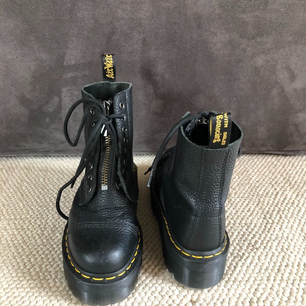 DR. MARTENS SINCLAIR WOMEN'S LEATHER PLATFORM BOOTS BLACK SIZE 7